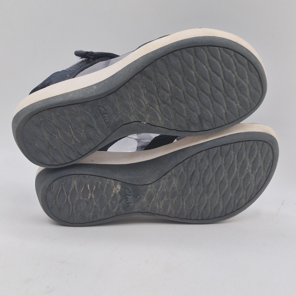Clarks Cloudsteppers Sandals Womens Size 6 Blue Strappy Hook & Loop Wedge 28504 - Picture 5 of 13